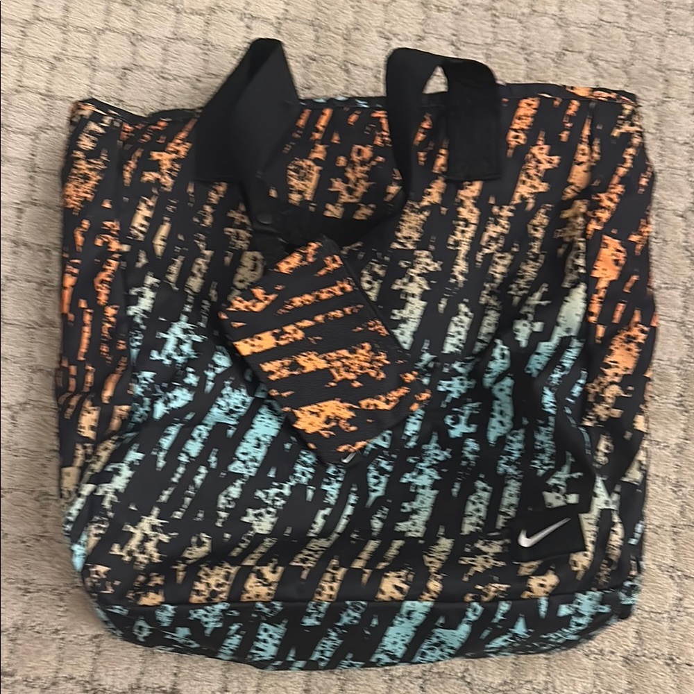 Nike Women's Black, Orange, and Blue Tote Bag